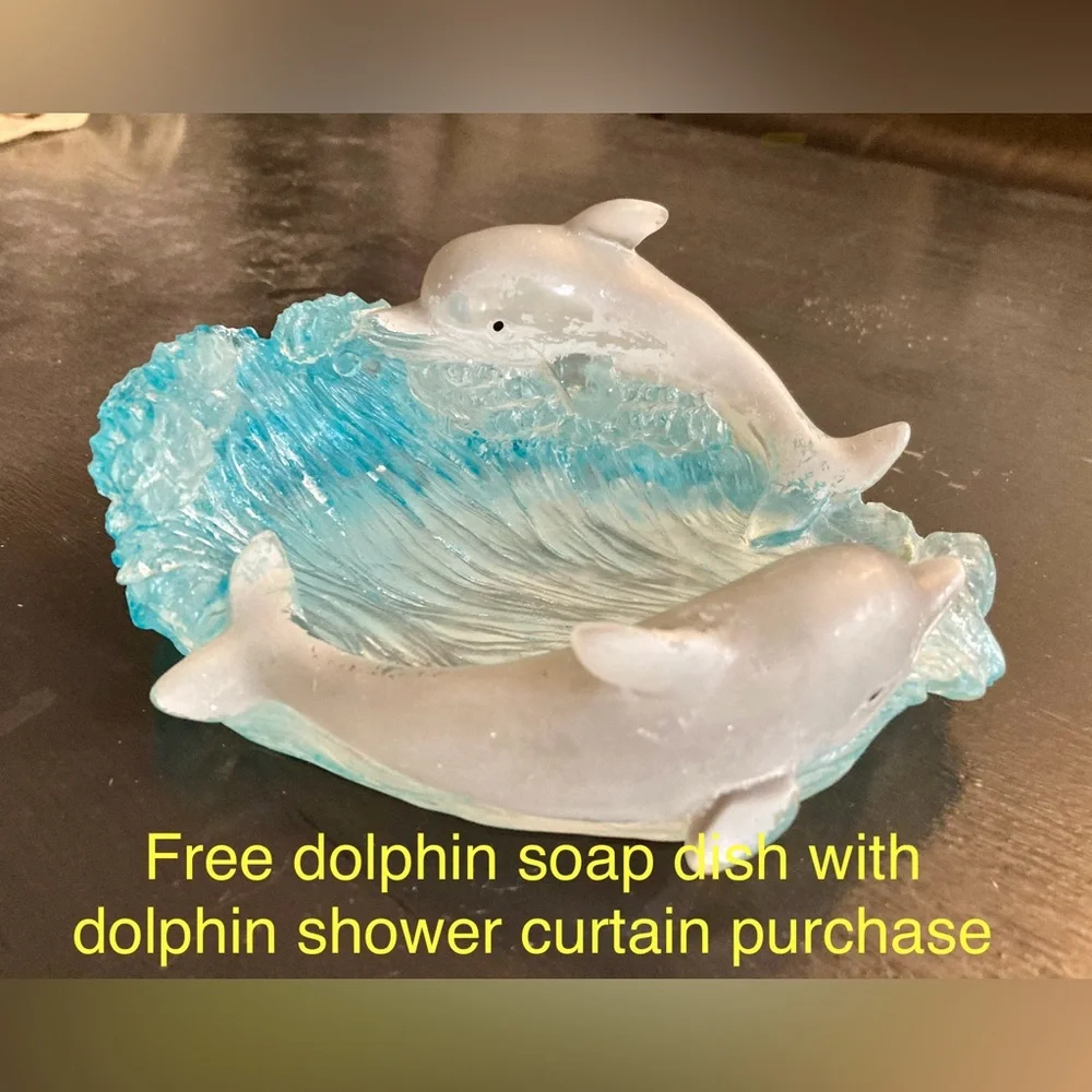 Dolphin Ocean Print Shower Curtain - Picture 5 of 6